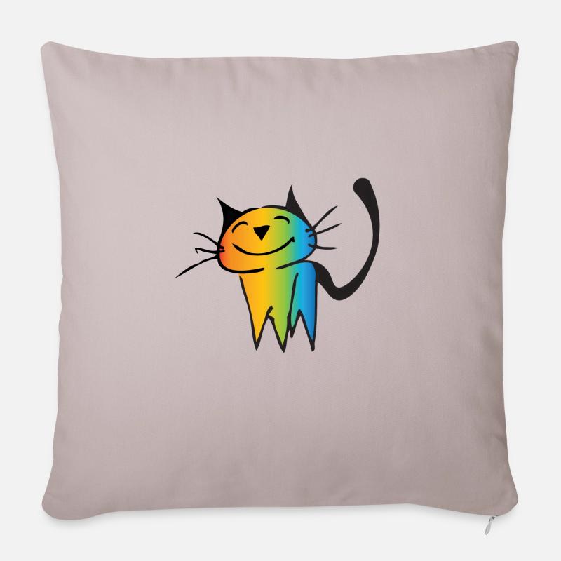 Mignon chat arc-en-ciel - Coussin et housse de 45 x 45 cm - taupe clair