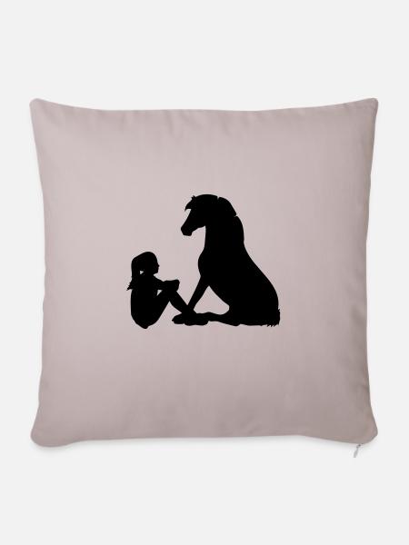 Ponyhof - Sofakissen mit Füllung 45 x 45 cm - helles Taupe