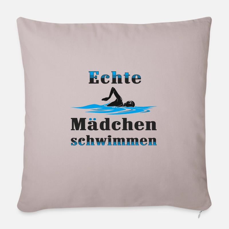 Echte Mädchen schwimmen - Sofakissen mit Füllung 45 x 45 cm - helles Taupe