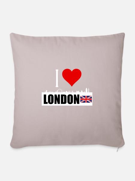 Ich liebe London - Sofakissen mit Füllung 45 x 45 cm - helles Taupe