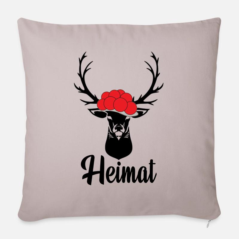 Heimat Schwarzwald Bollenhut Hirsch Aufkleber - Sofakissen mit Füllung 45 x 45 cm - helles Taupe