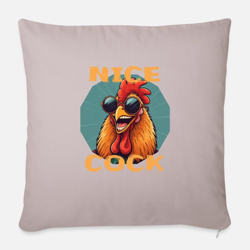 Nice Cock - Sofakissen mit Füllung 45 x 45 cm - helles Taupe