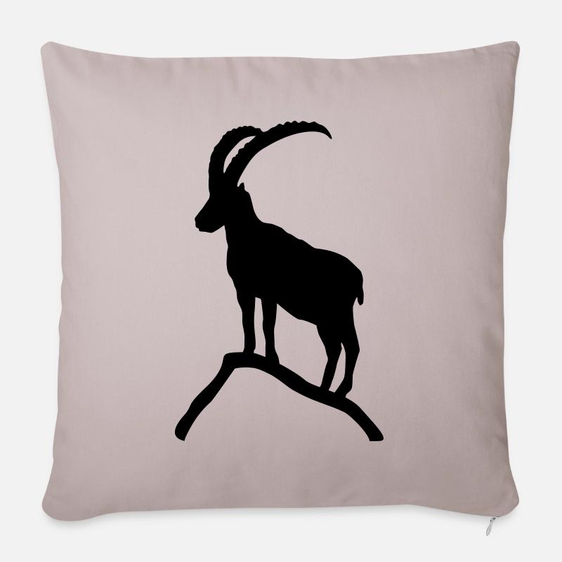 Steinbock auf Berg Felsen - Sofakissen mit Füllung 45 x 45 cm - helles Taupe