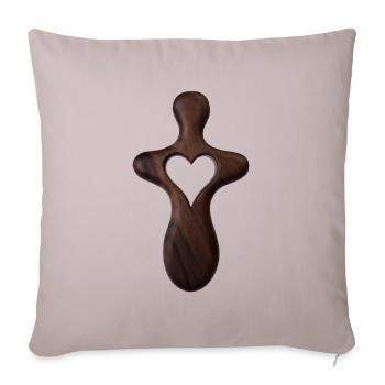 Croix chrétienne en bois en noyer - Coussin et housse de 45 x 45 cm - taupe clair - Devant