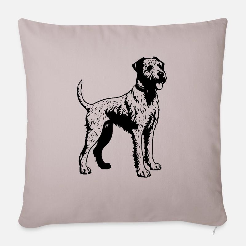 Airedale Terrier Hund - Sofakissen mit Füllung 45 x 45 cm - helles Taupe