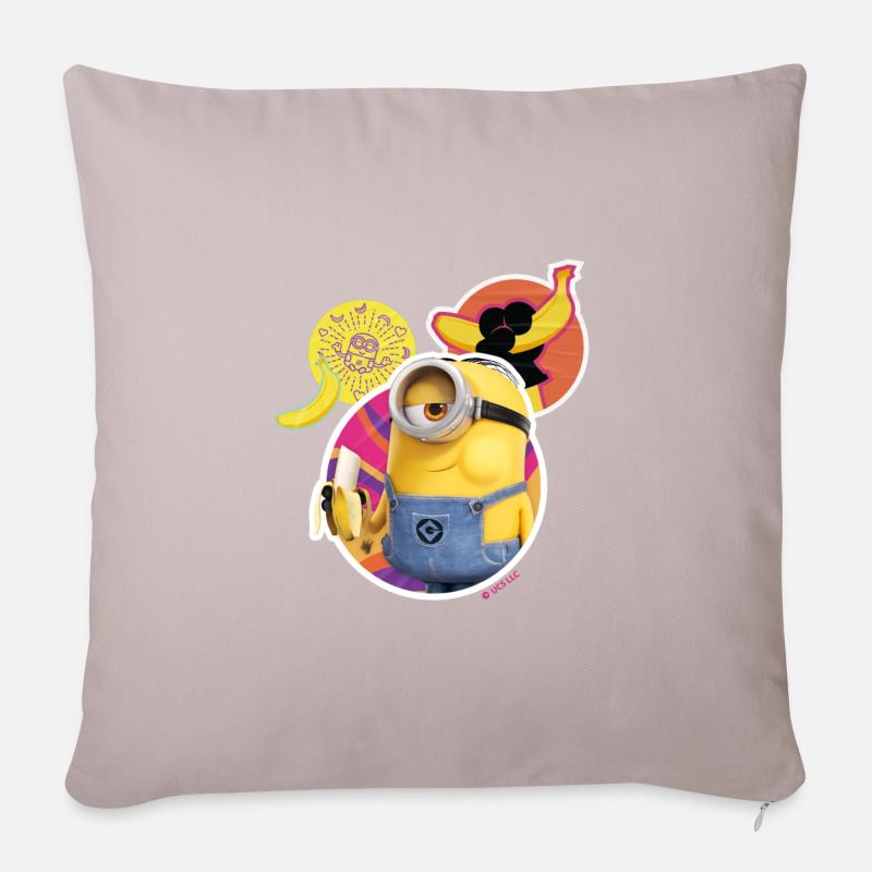 Minions Stuart Avec Banane - Coussin et housse de 45 x 45 cm - taupe clair