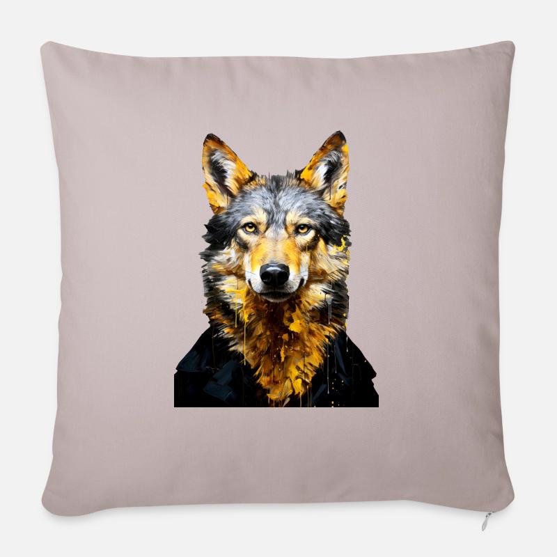 Wolf Tierkunst #wolf - Sofakissen mit Füllung 45 x 45 cm - helles Taupe