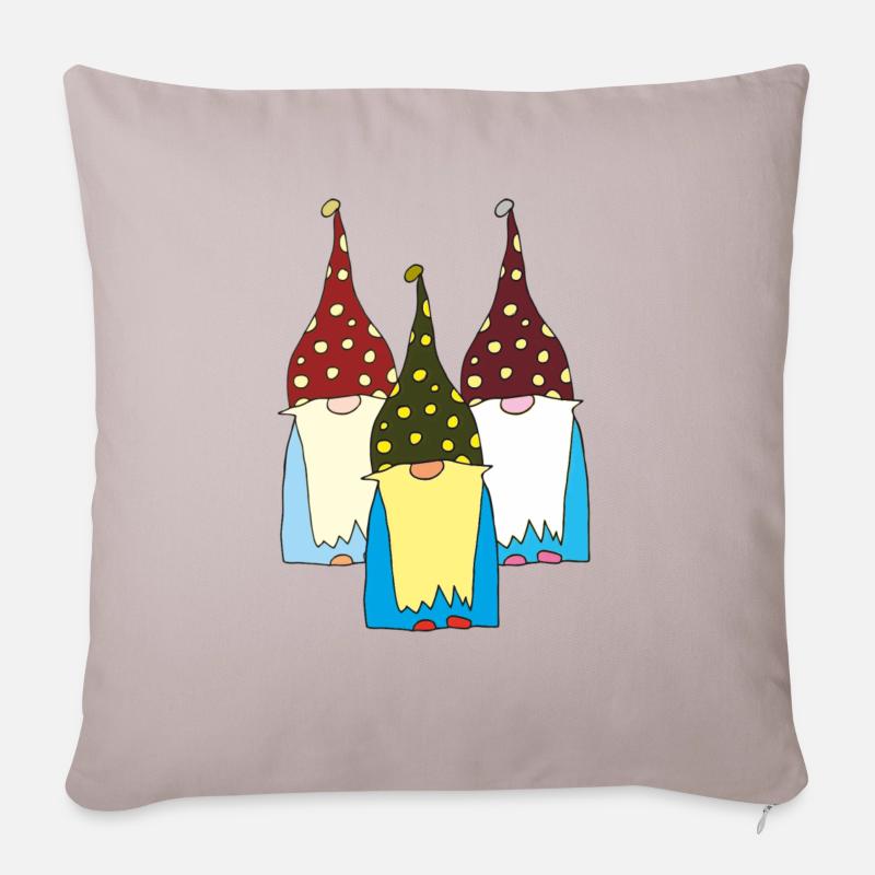 Nains gnomes 3 fois - Coussin et housse de 45 x 45 cm - taupe clair