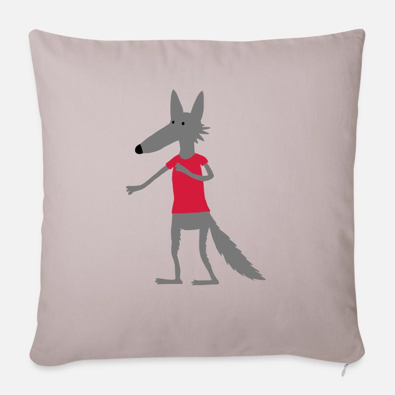 Wolf (Flexdruck) - Sofakissen mit Füllung 45 x 45 cm - helles Taupe