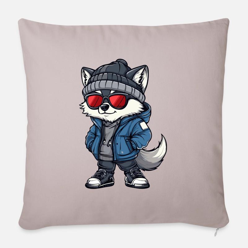 Wolf Winter - Sofakissen mit Füllung 45 x 45 cm - helles Taupe