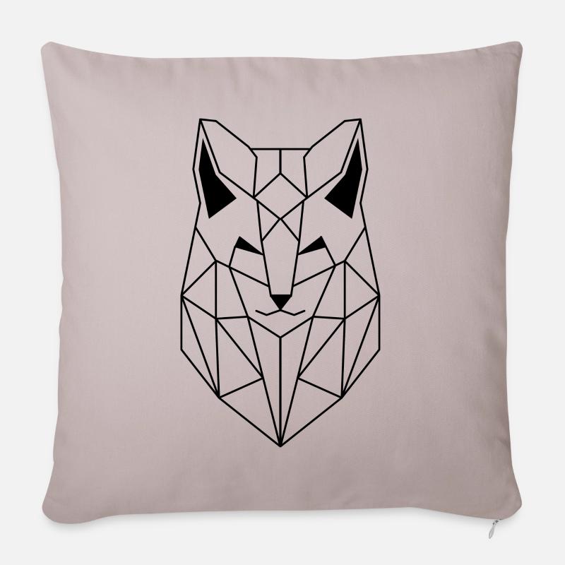 Polygonal Wolf black version - Sofa pillow with filling 45cm x 45cm - light taupe