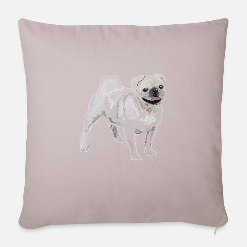 Mops - Sofakissen mit Füllung 45 x 45 cm - helles Taupe