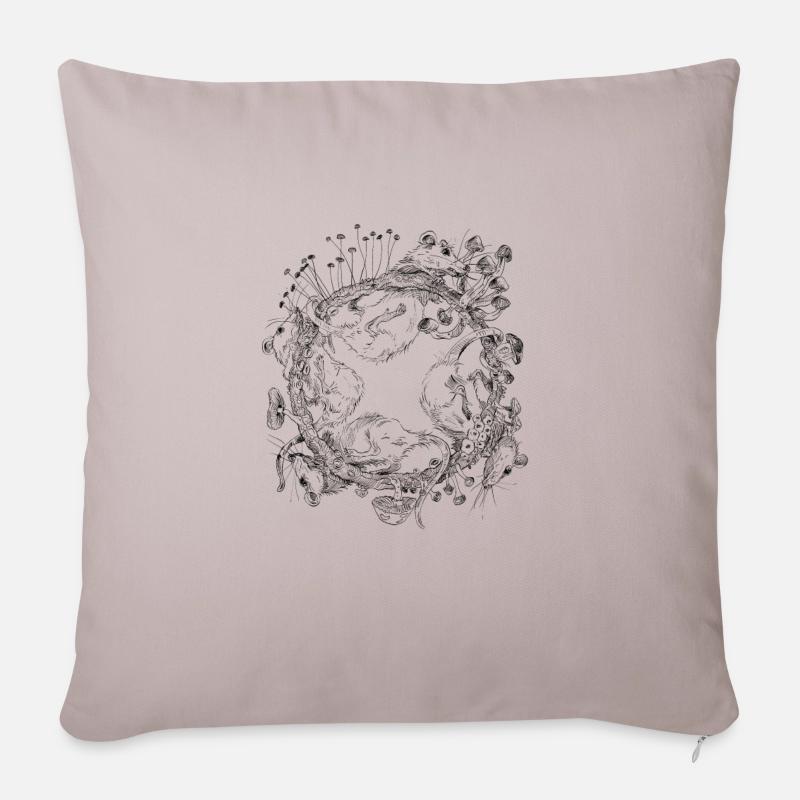 course de rat / course de rat / champignons - Coussin et housse de 45 x 45 cm - taupe clair