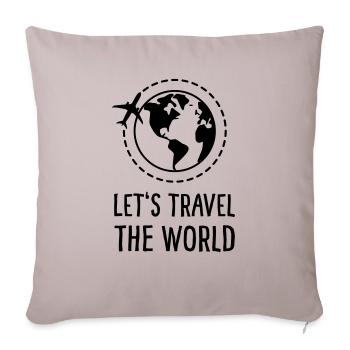 Parcourons le monde - Coussin et housse de 45 x 45 cm - taupe clair - Devant