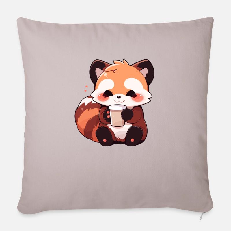 Roter Panda - Sofakissen mit Füllung 45 x 45 cm - helles Taupe
