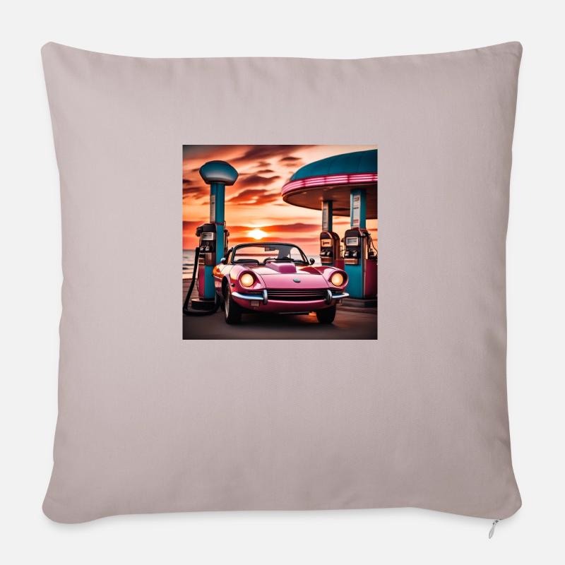 Synthwave-Stil - Sofakissen mit Füllung 45 x 45 cm - helles Taupe