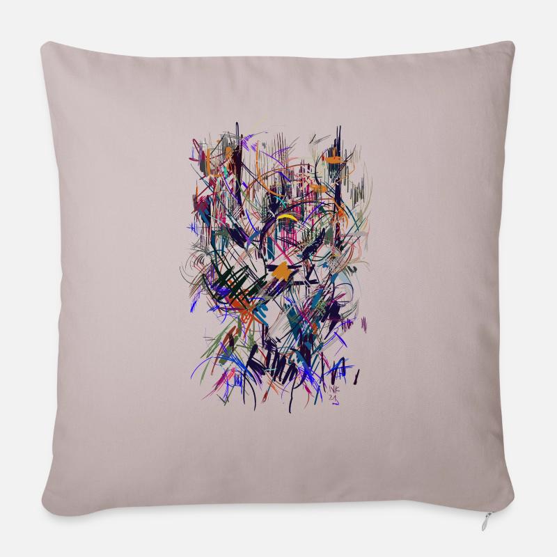 art abstrait - Coussin et housse de 45 x 45 cm - taupe clair