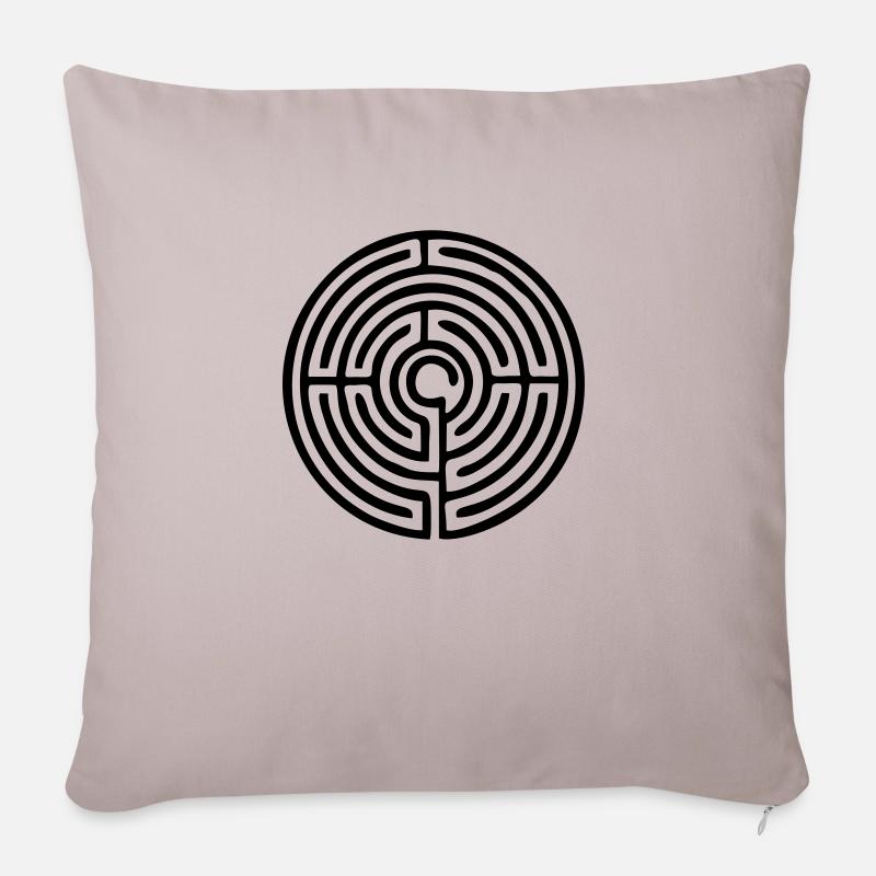 Symbole de protection du labyrinthe Journey mysticisme magique - Coussin et housse de 45 x 45 cm - taupe clair
