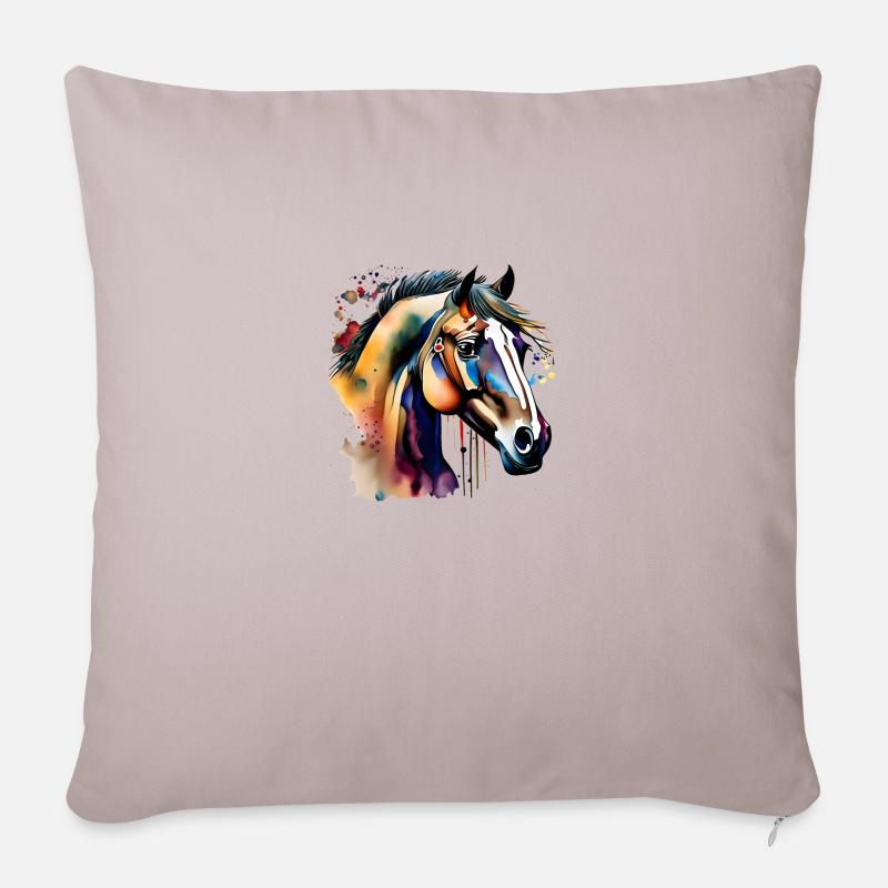 Farbenfrohes Pferd im Splashlook - Sofakissen mit Füllung 45 x 45 cm - helles Taupe