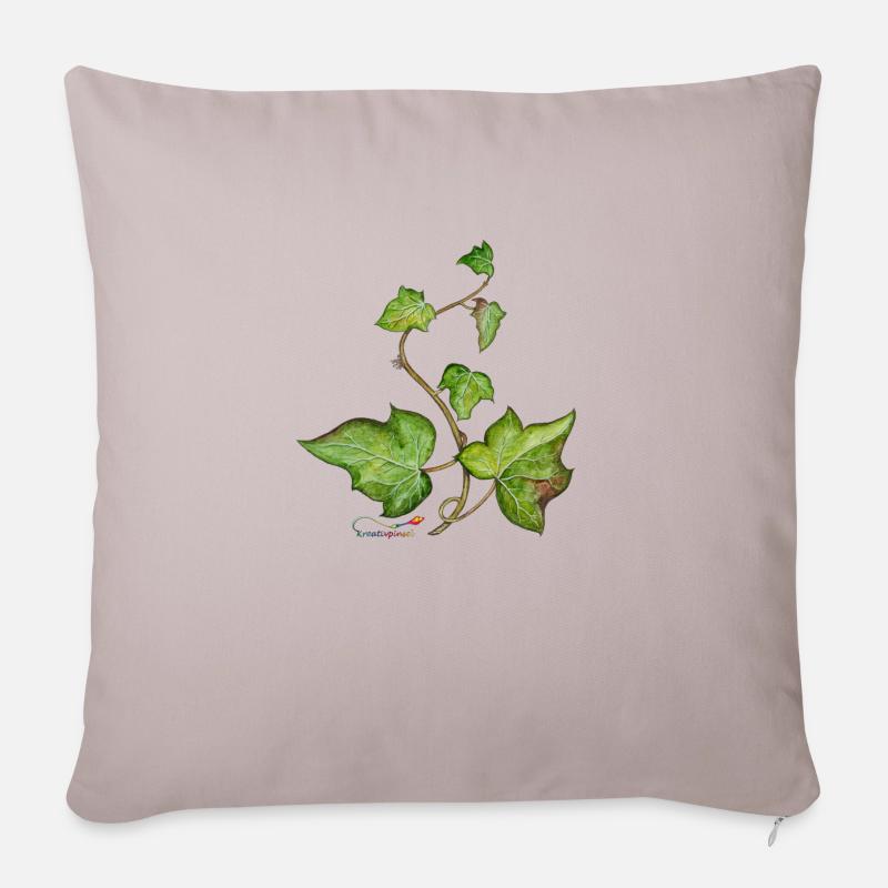 Efeu (Hedera helix) - Sofakissen mit Füllung 45 x 45 cm - helles Taupe