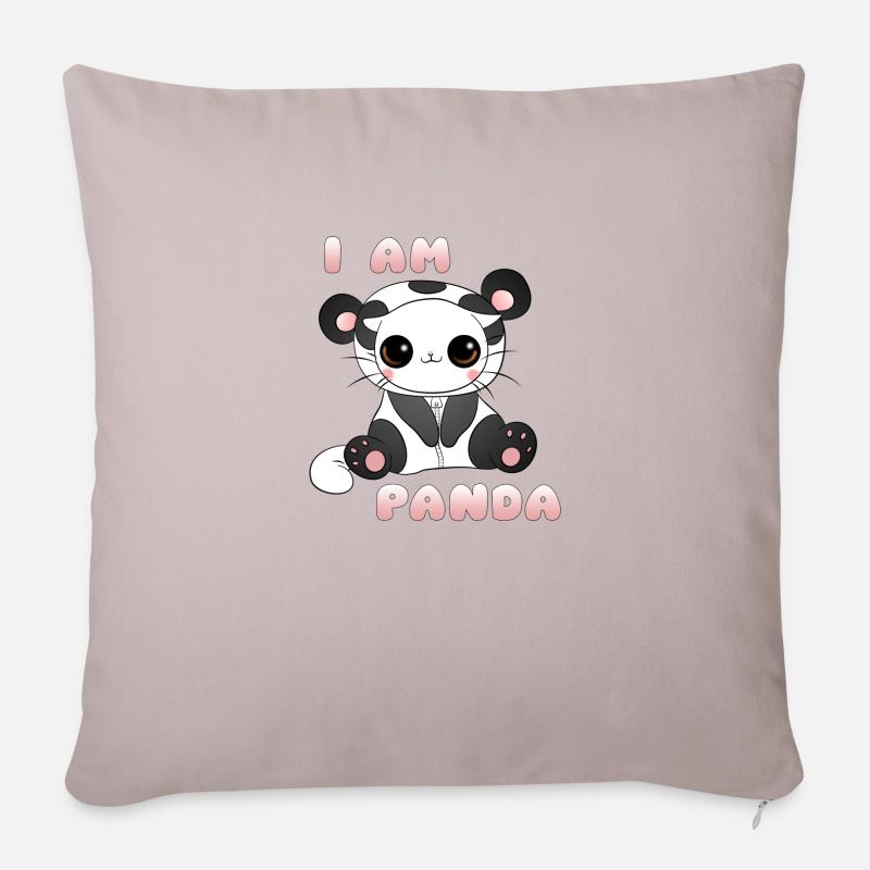 I am Panda - Sofakissen mit Füllung 45 x 45 cm - helles Taupe