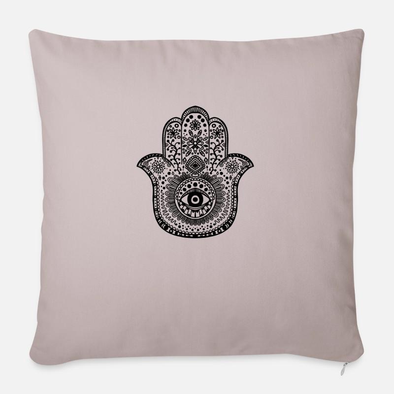 Hamsa Hand - Hand der Fatima - Sofakissen mit Füllung 45 x 45 cm - helles Taupe