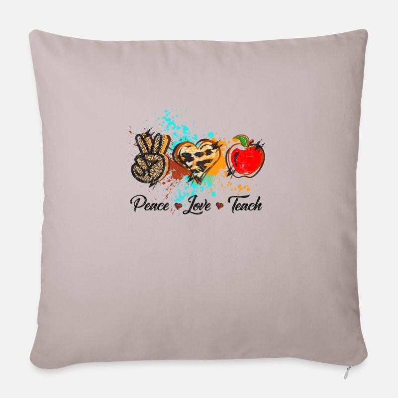 Frieden Liebe lehren - Sofakissen mit Füllung 45 x 45 cm - helles Taupe