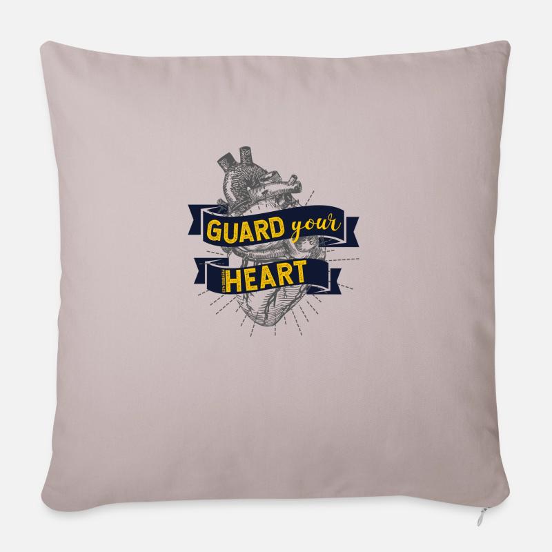 Guard your Heart - Sofakissen mit Füllung 45 x 45 cm - helles Taupe