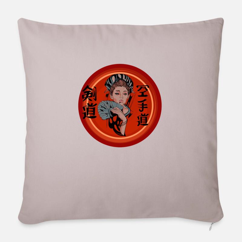 Red Geisha - Sofa pillow with filling 45cm x 45cm - light taupe