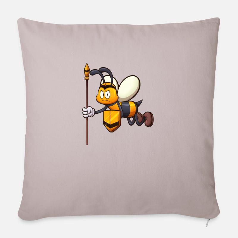 Garde d’abeilles de dessin animé - Coussin et housse de 45 x 45 cm - taupe clair