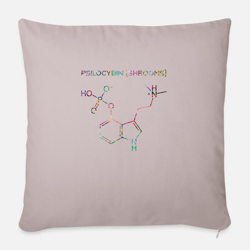 Psilocybin molecule - Sofa pillow with filling 45cm x 45cm - light taupe
