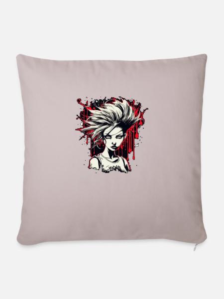 6 Weiblicher Punkrock - Sofakissen mit Füllung 45 x 45 cm - helles Taupe