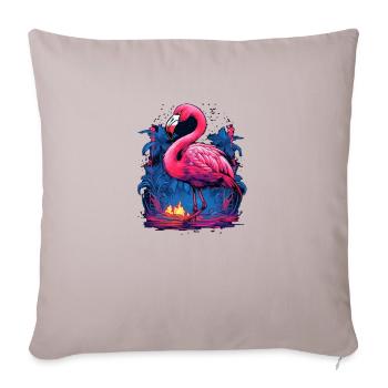 Pink Flamingo / Flamingo - Sofa pillow with filling 45cm x 45cm - light taupe - Front