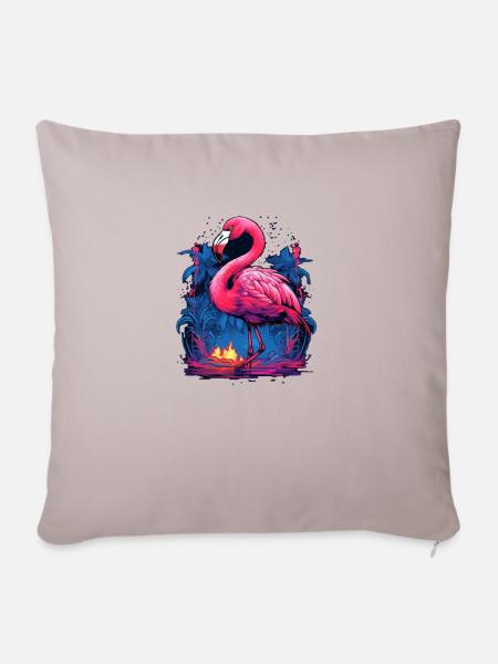 Rosa Flamingo / Flamingo - Sofakissen mit Füllung 45 x 45 cm - helles Taupe