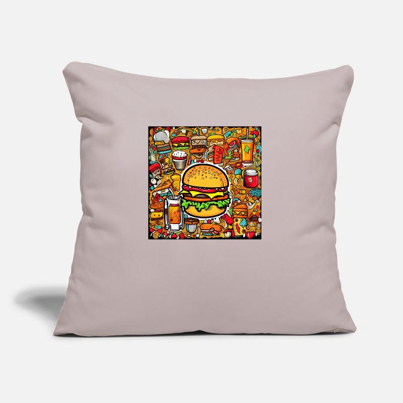 Multi pattern burger Sofa pillow with filling 45cm x 45cm