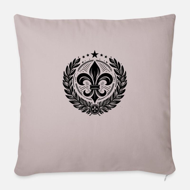 Fleur de lys - Coussin et housse de 45 x 45 cm - taupe clair