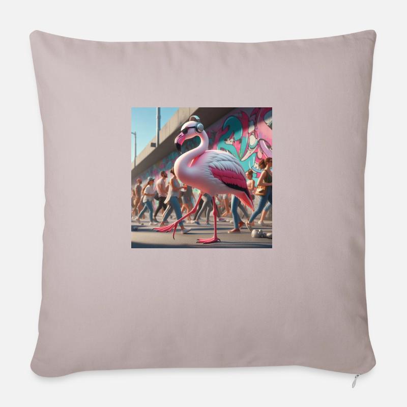 Flamingo Walk - Sofakissen mit Füllung 45 x 45 cm - helles Taupe