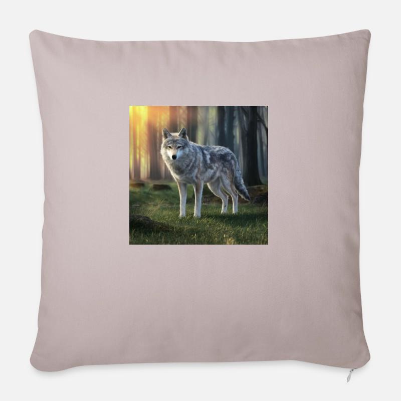 Wilder Wolf - Sofakissen mit Füllung 45 x 45 cm - helles Taupe