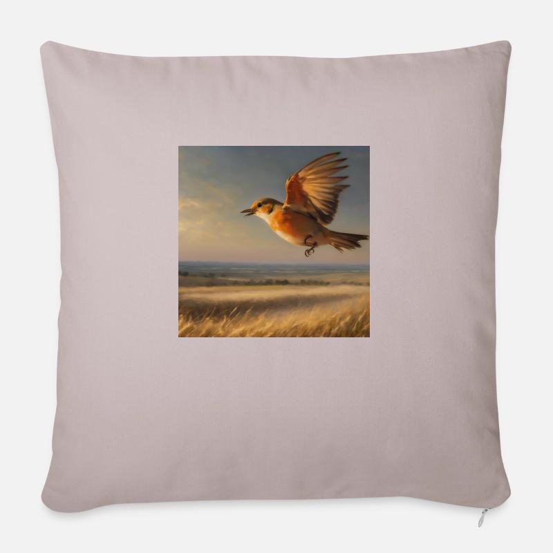 Vogel - Sofakissen mit Füllung 45 x 45 cm - helles Taupe