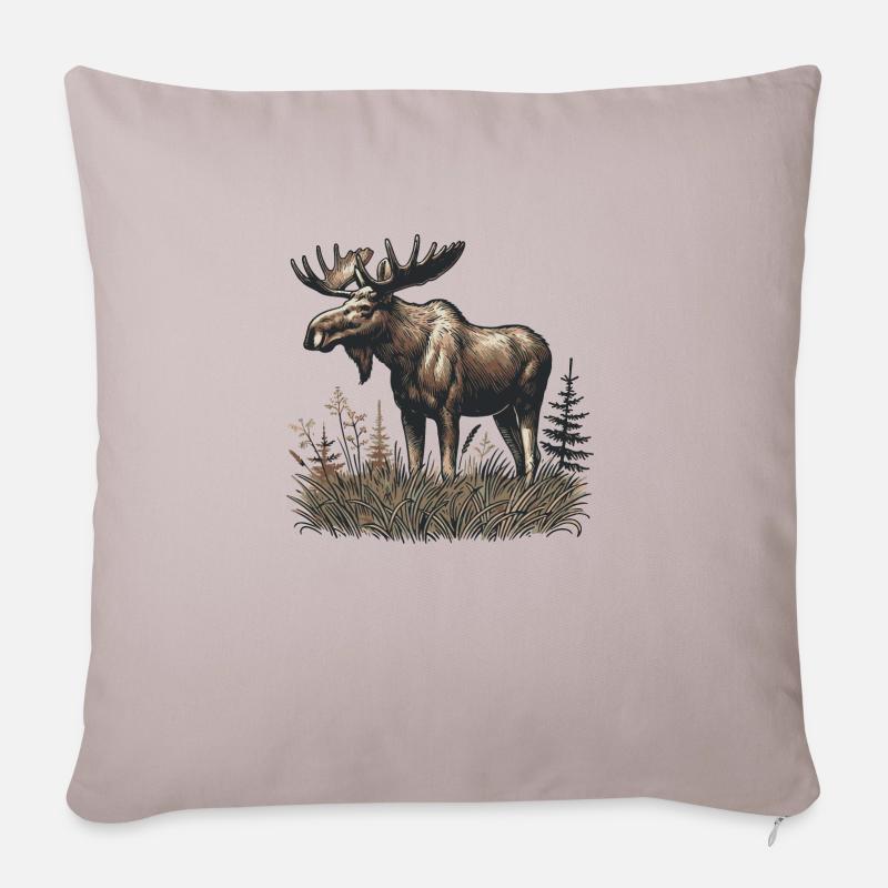 Elch - Sofakissen mit Füllung 45 x 45 cm - helles Taupe