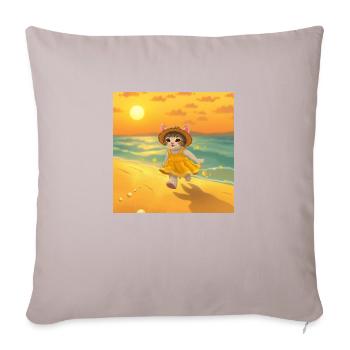 Cat at sunset - Sofa pillow with filling 45cm x 45cm - light taupe - Front