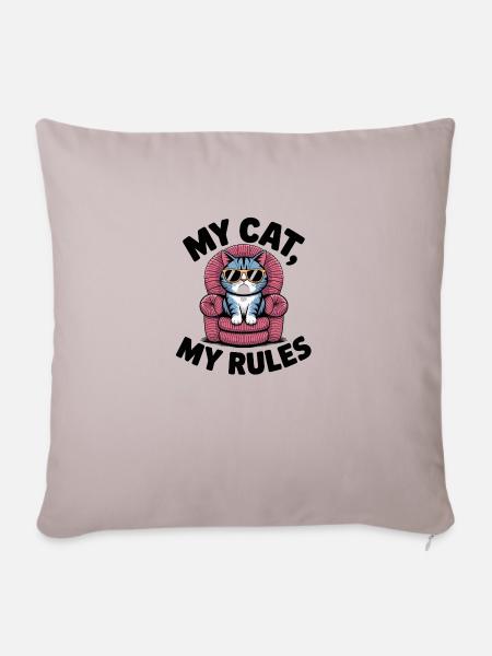 My Cat, My Rules - Sofakissen mit Füllung 45 x 45 cm - helles Taupe