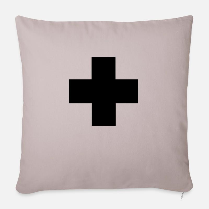 Erste-Hilfe-Kreuz - Sofakissen mit Füllung 45 x 45 cm - helles Taupe