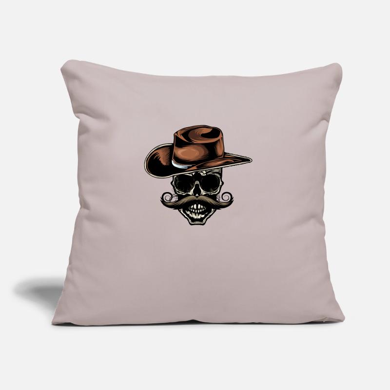 Todeskopf Schädel Skull Cowboy Hut Schnurrbart Sofakissen mit Füllung 45 x 45 cm