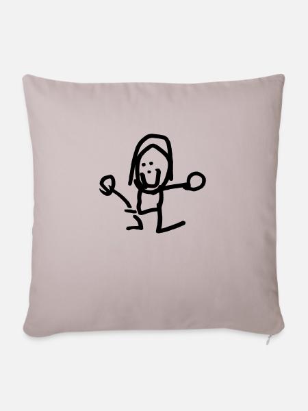 Super fröhliche Stabpuppe von B - Sofakissen mit Füllung 45 x 45 cm - helles Taupe