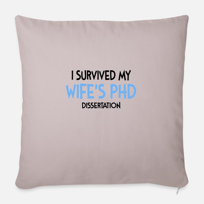 Wife's phd dissertation student gift - Sofa pillow with filling 45cm x 45cm - light taupe