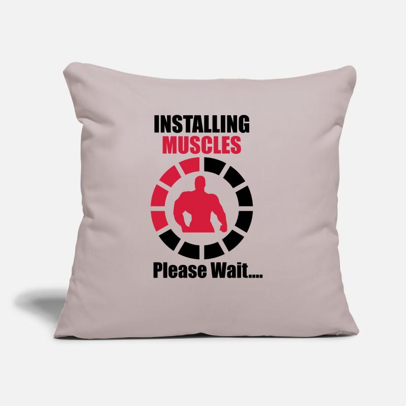 Installing Muscles (Loading) Funny Gym Sofa pillow with filling 45cm x 45cm
