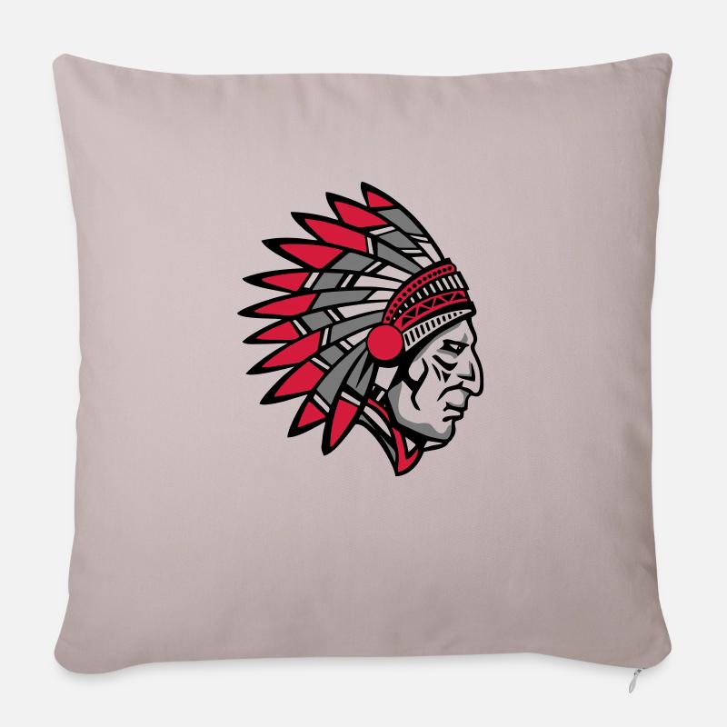 Indian Indianer - Sofakissen mit Füllung 45 x 45 cm - helles Taupe