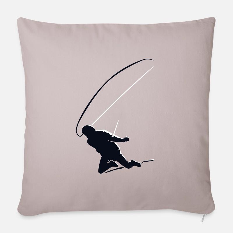 Paraglider Start Vektor - Sofakissen mit Füllung 45 x 45 cm - helles Taupe