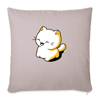 Chat kawaii rigolo - Coussin et housse de 45 x 45 cm - taupe clair - Devant